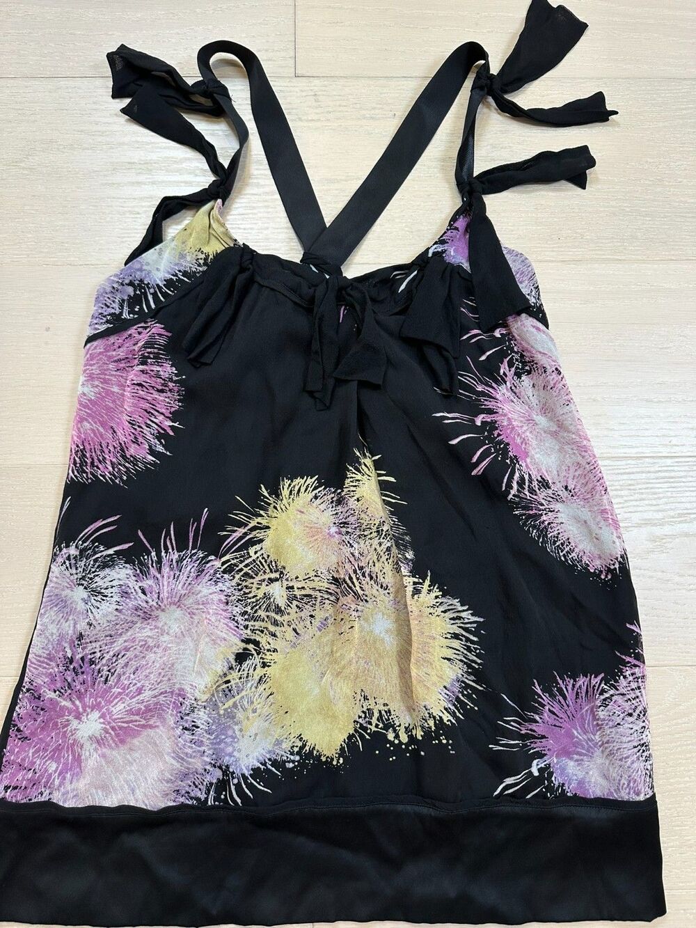Vtg Diane von Furtenburg Halter Top 2010s It Girl Silk Fireworks Tasseled 2